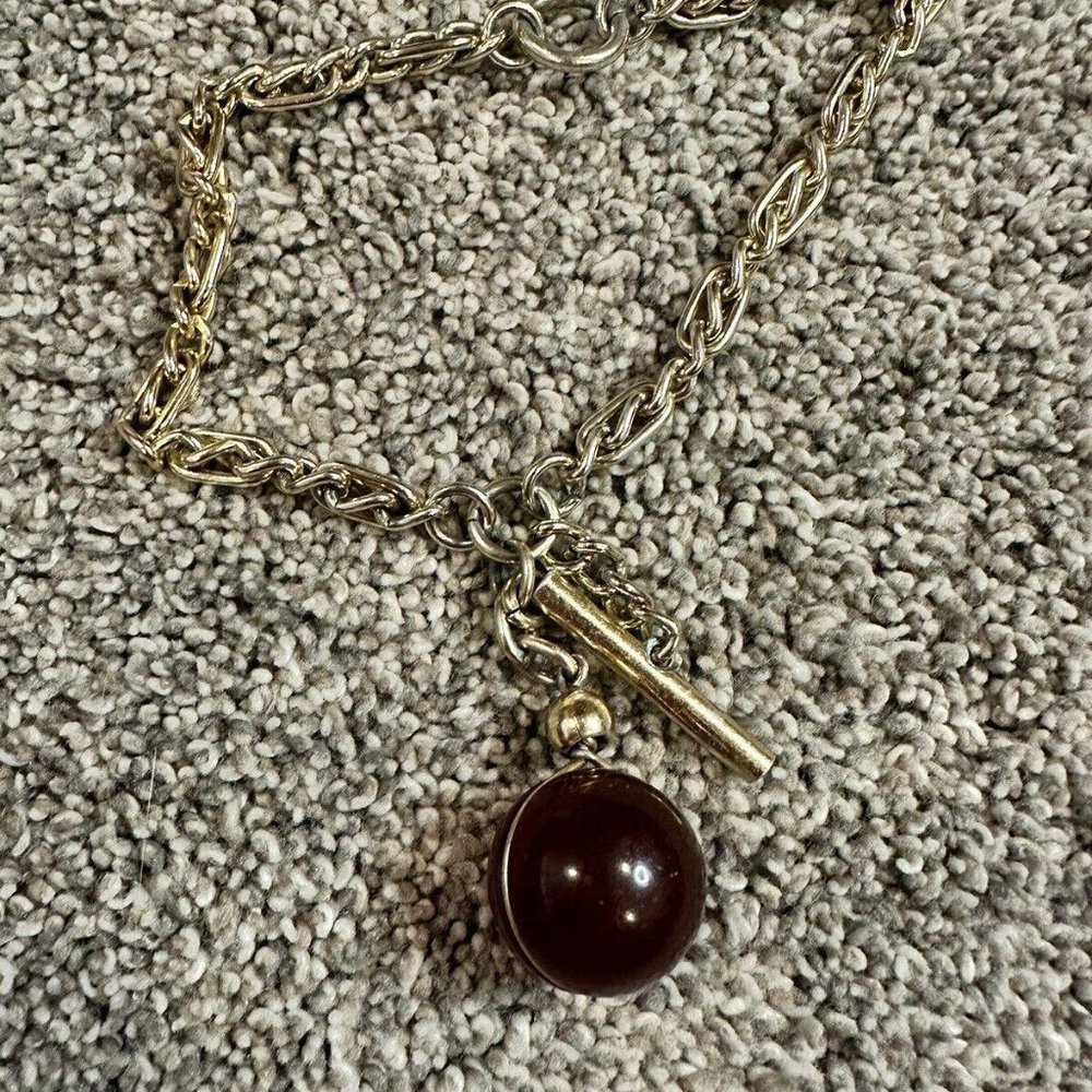 Funky Fun Vintage Mid Century Amber Bakelite Ball Charm Bracelet‎